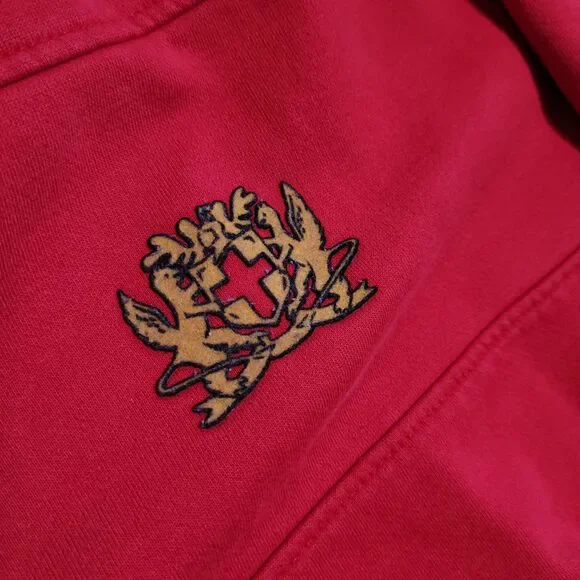 London Fog Medium sweatshirt sweater pullover red ribbed distressed vintage USA - Picture 7 of 13